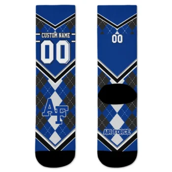 Air Force Falcons Socks Customized Argyle Pattern Blue Best Selling