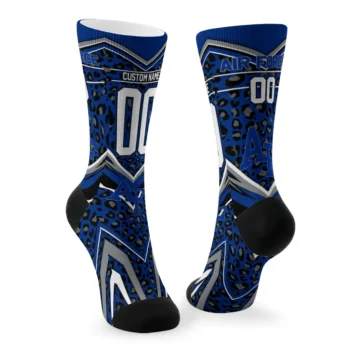 Air Force Falcons Socks Customized Leopard Print Blue Black Fashion Forward