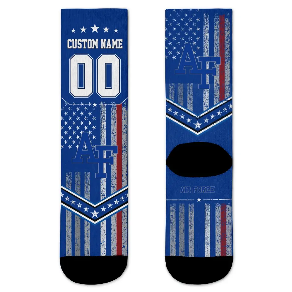 Air Force Falcons Socks Customized Star Stripes Blue White Best Selling Air Force Falcons Socks Customized Star Stripes Blue White Best Selling