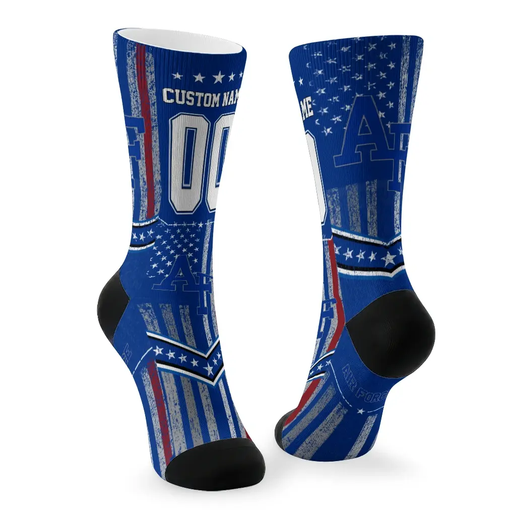 Air Force Falcons Socks Customized Star Stripes Blue White Fashion Forward Air Force Falcons Socks Customized Star Stripes Blue White Fashion Forward