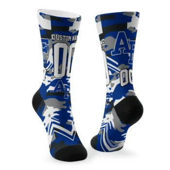 Air Force Falcons Socks Customized Woodland Camo Blue Fashion Forward