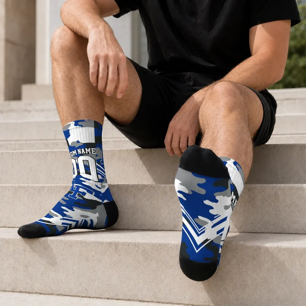 Air Force Falcons Socks Customized Woodland Camo Blue Latest Model Air Force Falcons Socks Customized Woodland Camo Blue Latest Model