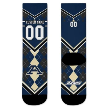 Akron Zips Socks Custom Argyle Pattern Blue Best Selling
