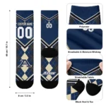 Akron Zips Socks Custom Argyle Pattern Blue Best Selling