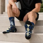 Akron Zips Socks Custom Argyle Pattern Blue Best Selling