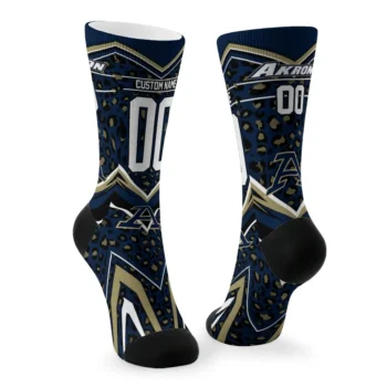 Akron Zips Socks Custom Leopard Print Blue Black Fashion Forward