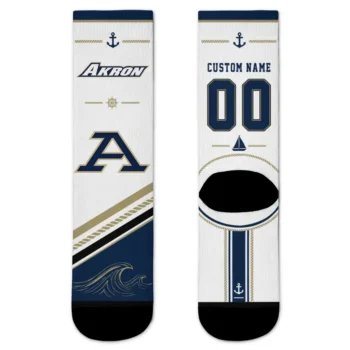 Akron Zips Socks Custom Nautical Icons Blue White Best Selling