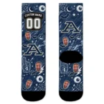 Akron Zips Socks Custom Scattered Icons Blue Best Selling