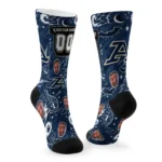 Akron Zips Socks Custom Scattered Icons Blue Best Selling
