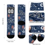 Akron Zips Socks Custom Scattered Icons Blue Best Selling