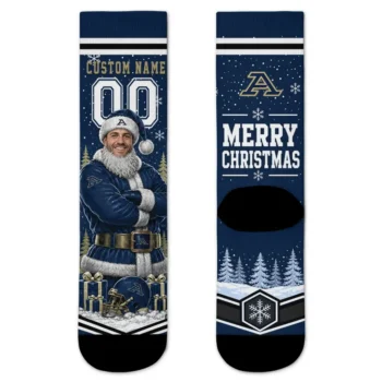 Akron Zips Socks Custom Snowy Scene Blue White Best Selling