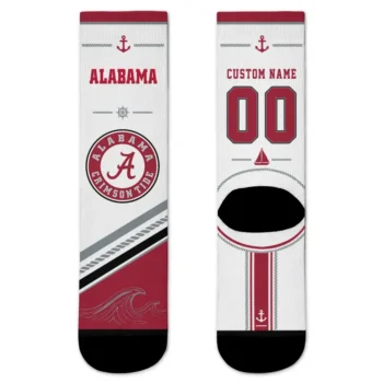 Alabama Crimson Tide Socks Custom Nautical Icons Crimson White Best Selling
