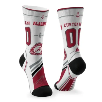 Alabama Crimson Tide Socks Custom Nautical Icons Crimson White Fashion Forward
