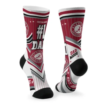 Alabama Crimson Tide Socks Custom Pinstripe Chevron Crimson White Fashion Forward