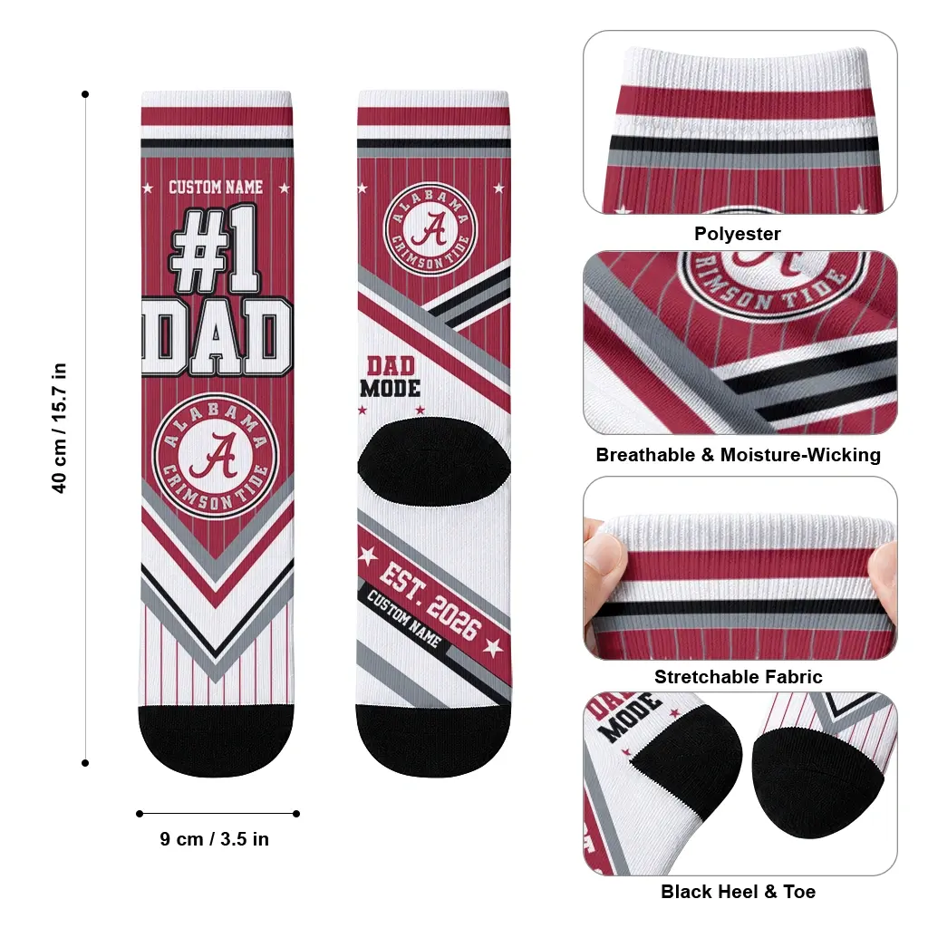 Alabama Crimson Tide Socks Custom Pinstripe Chevron Crimson White High Quality Alabama Crimson Tide Socks Custom Pinstripe Chevron Crimson White High Quality