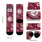 Alabama Crimson Tide Socks Custom Scattered Icons Crimson Best Selling