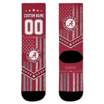 Alabama Crimson Tide Socks Custom Star Stripes Crimson White Best Selling