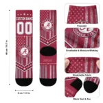 Alabama Crimson Tide Socks Custom Star Stripes Crimson White Best Selling