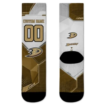 Anaheim Ducks Socks Custom Geometric Tech Gold Best Selling