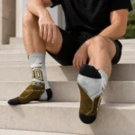 Anaheim Ducks Socks Custom Geometric Tech Gold Best Selling