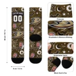 Anaheim Ducks Socks Custom Scattered Icons Gold Best Selling