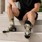 Anaheim Ducks Socks Customized Argyle Pattern Gold Best Selling