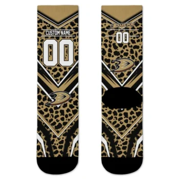 Anaheim Ducks Socks Personalized Leopard Print Gold Black Best Selling