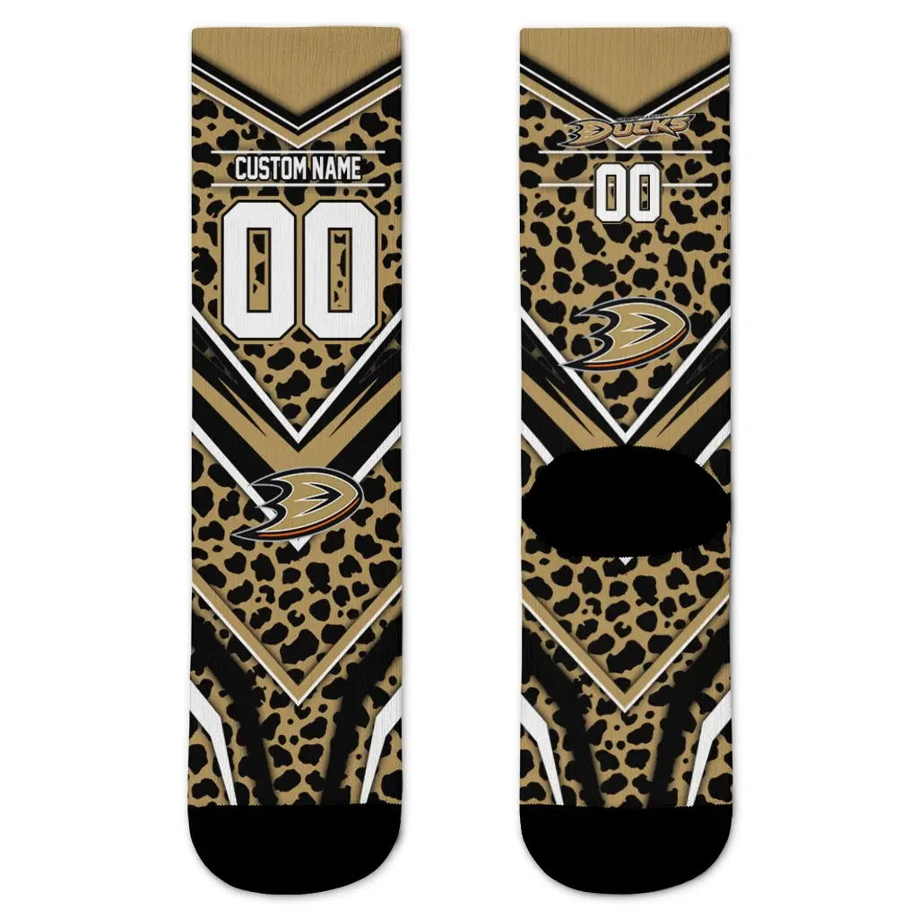 Anaheim Ducks Socks Personalized Leopard Print Gold Black Best Selling Anaheim Ducks Socks Personalized Leopard Print Gold Black Best Selling