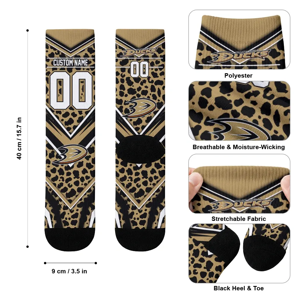 Anaheim Ducks Socks Personalized Leopard Print Gold Black High Quality Anaheim Ducks Socks Personalized Leopard Print Gold Black High Quality