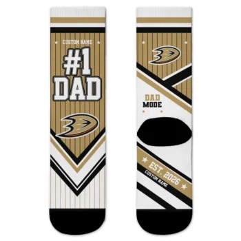 Anaheim Ducks Socks - Personalized Pinstripe Chevron Gold White