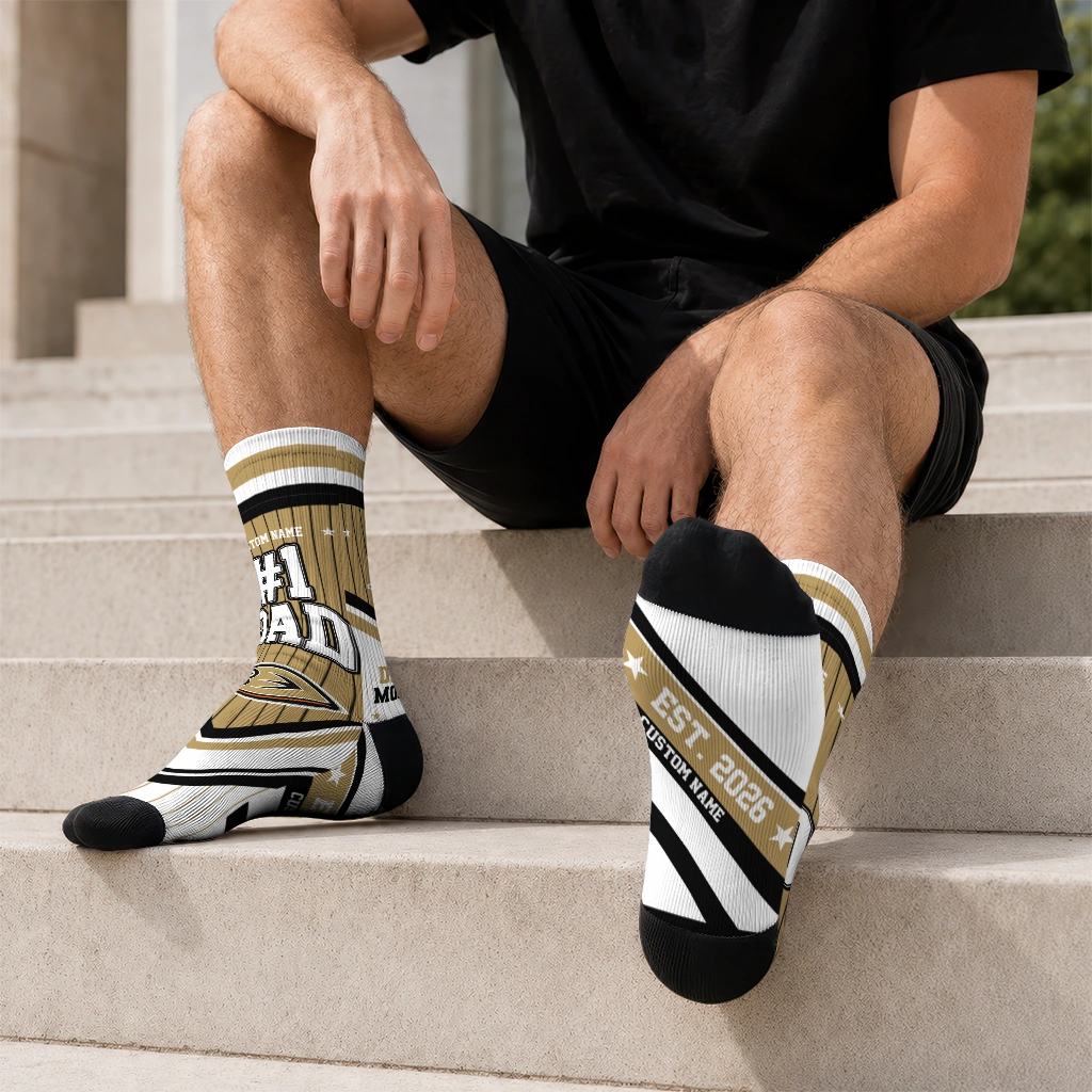 anaheim-ducks-socks-personalized-pinstripe-chevron-gold-white-latest-model.webp