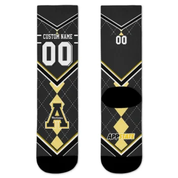 Appalachian State Mountaineers Socks Custom Argyle Pattern Black Best Selling