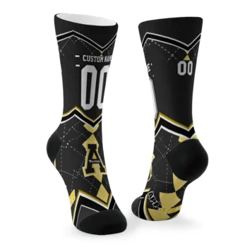 Appalachian State Mountaineers Socks Custom Argyle Pattern Black Fashion Forward