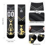 Appalachian State Mountaineers Socks Custom Argyle Pattern Black Best Selling