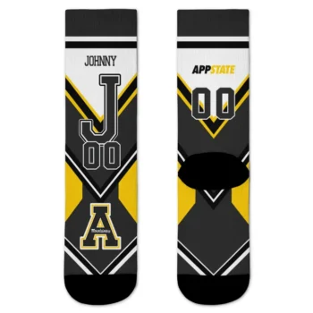 Appalachian State Mountaineers Socks Custom Arrow Blocks Black Best Selling