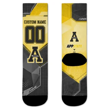 Appalachian State Mountaineers Socks Custom Geometric Tech Black Best Selling