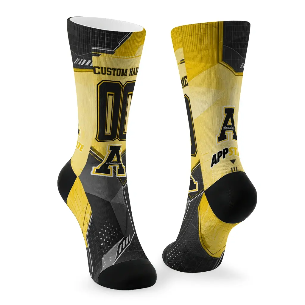 Appalachian State Mountaineers Socks Custom Geometric Tech Black Fashion Forward Appalachian State Mountaineers Socks Custom Geometric Tech Black Fashion Forward