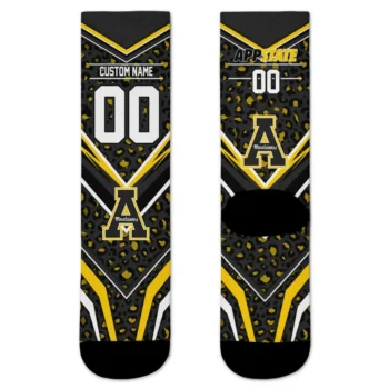 Appalachian State Mountaineers Socks Custom Leopard Print Black Best Selling
