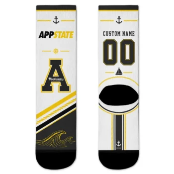 Appalachian State Mountaineers Socks Custom Nautical Icons Black White Best Selling