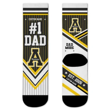 Appalachian State Mountaineers Socks Custom Pinstripe Chevron Black White Best Selling