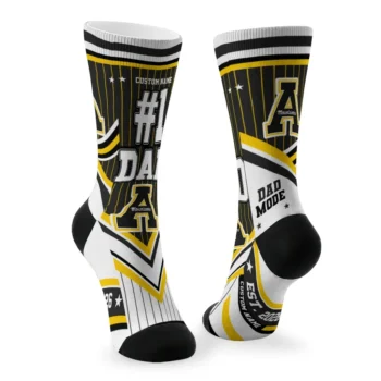 Appalachian State Mountaineers Socks Custom Pinstripe Chevron Black White Fashion Forward