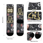 Appalachian State Mountaineers Socks Custom Scattered Icons Black Best Selling