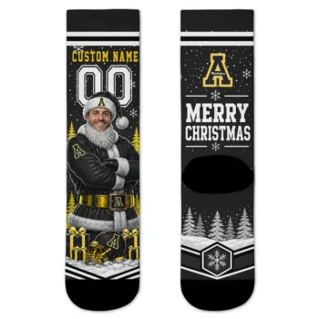 Appalachian State Mountaineers Socks Custom Snowy Scene Black White Best Selling