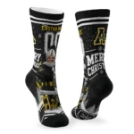 Appalachian State Mountaineers Socks Custom Snowy Scene Black White Best Selling