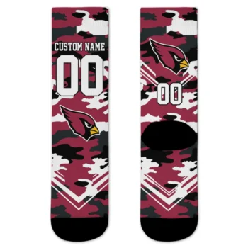 Arizona Cardinals Socks - Customized Woodland Camo Red