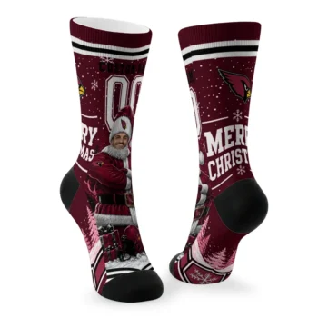 Arizona Cardinals Socks Personalized Snowy Scene Red White Fashion Forward