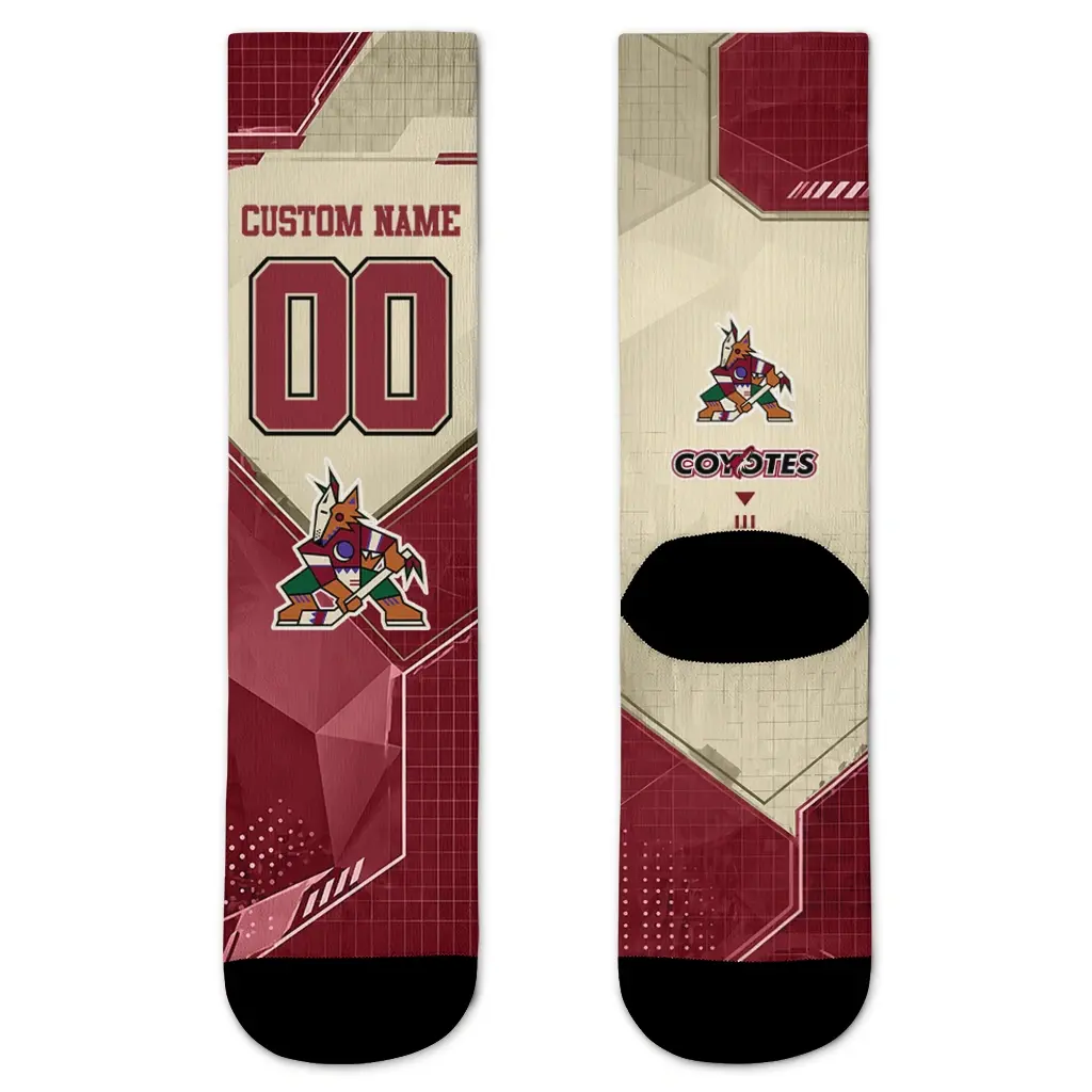 Arizona Coyotes Socks Customized Geometric Tech Red Best Selling Arizona Coyotes Socks Customized Geometric Tech Red Best Selling