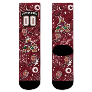 Arizona Coyotes Socks Customized Scattered Icons Red Best Selling