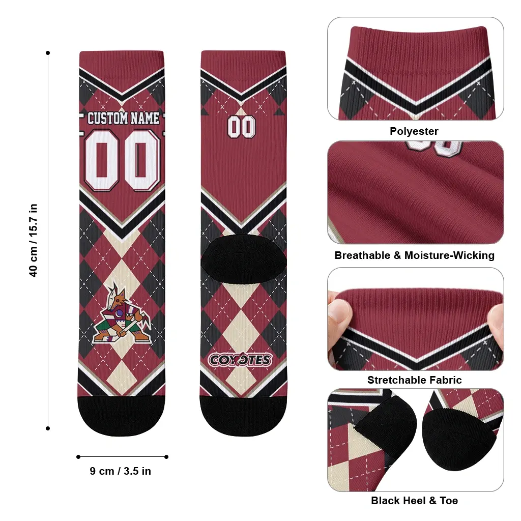 Arizona Coyotes Socks Personalized Argyle Pattern Red High Quality Arizona Coyotes Socks Personalized Argyle Pattern Red High Quality