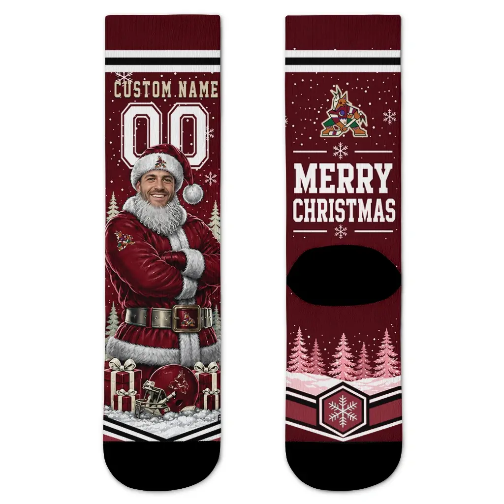 Arizona Coyotes Socks Personalized Snowy Scene Red White Best Selling Arizona Coyotes Socks Personalized Snowy Scene Red White Best Selling